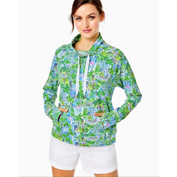 Lilly Pulitzer Jax Long Sleeved Popover Sprout Green Lilly On Holiday Size Small - Picture 1 of 7